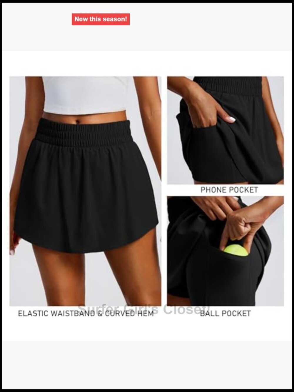 High Waisted Tennis Skort with 2 Pockets Curved Hem Athletic Skirt - Picture 4 of 7